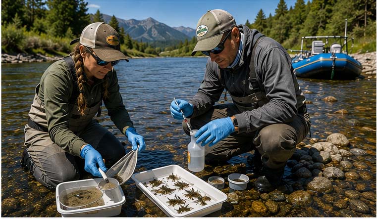 Researchers conducting Weber River fisheries work